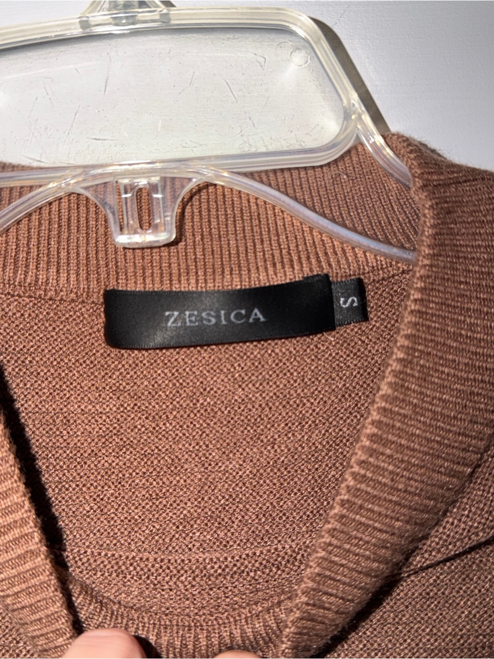 Cropped Mock Neck Knit Top in Brown - Picture 3 of 3